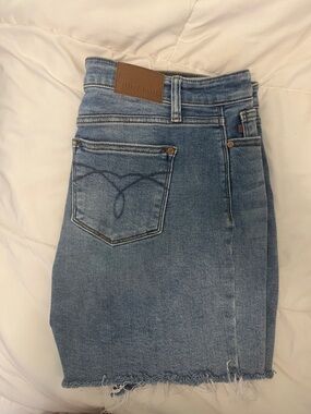 Judy Blue Light Blue Denim Skirt with Frayed Hem